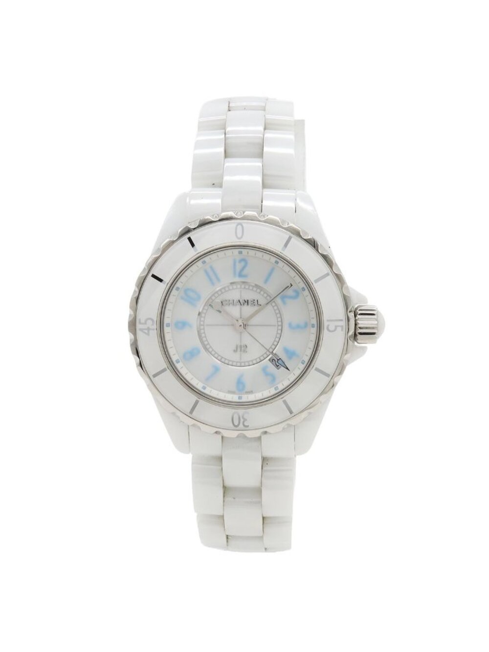 Chanel J12 Blue Light Limited to White Ceramic Dial Date Quartz Watch
